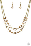 Glimmer Takes All - Brass Paparazzi Necklace