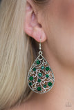 Certainly Courtier - Green Paparazzi Earrings - Carolina Bling Boss
