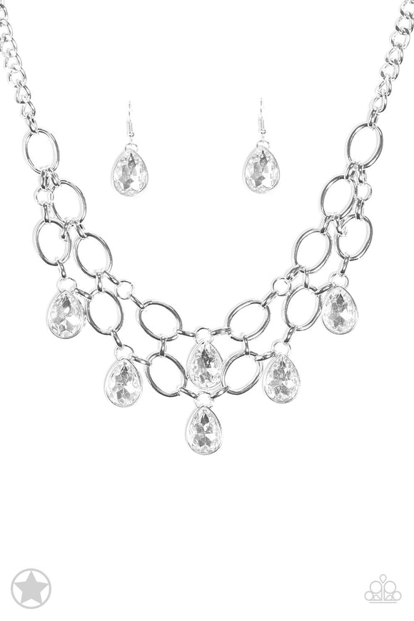 Show-Stopping Shimmer - White Paparazzi Necklace - Carolina Bling Boss