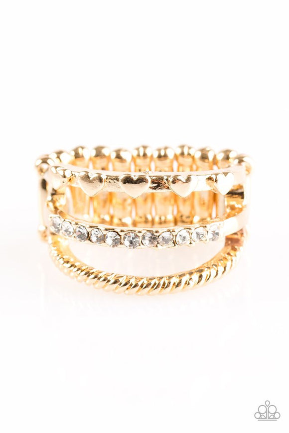 Dear To My Heart - Gold Paparazzi Ring - Carolina Bling Boss