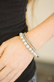 Perfect POSH-ture - White Paparazzi Bracelet - Carolina Bling Boss