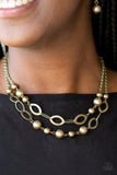 Glimmer Takes All - Brass Paparazzi Necklace