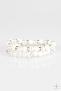 Teasingly Tinseltown - White Paparazzi Bracelet - Carolina Bling Boss