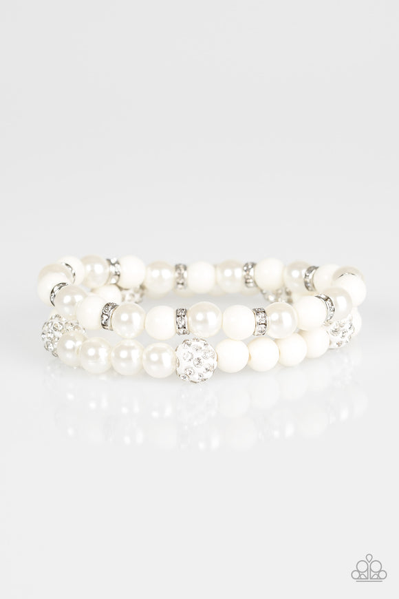 Teasingly Tinseltown - White Paparazzi Bracelet - Carolina Bling Boss