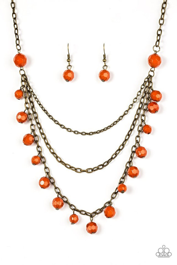 You The GLAM! - Orange Paparazzi Necklace - Carolina Bling Boss
