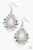 Trophy Trove - White Paparazzi Earrings - Carolina Bling Boss