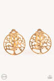 Royal TREE-tment - Gold Clip-On Paparazzi Earrings - Carolina Bling Boss