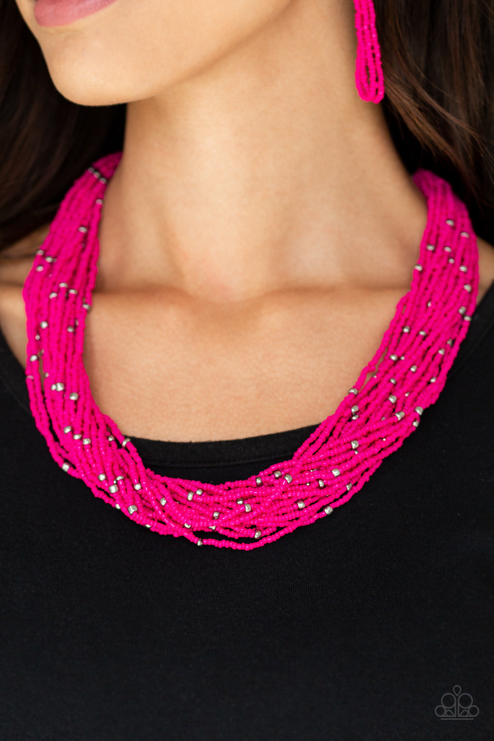Pink seed hot sale bead necklace paparazzi