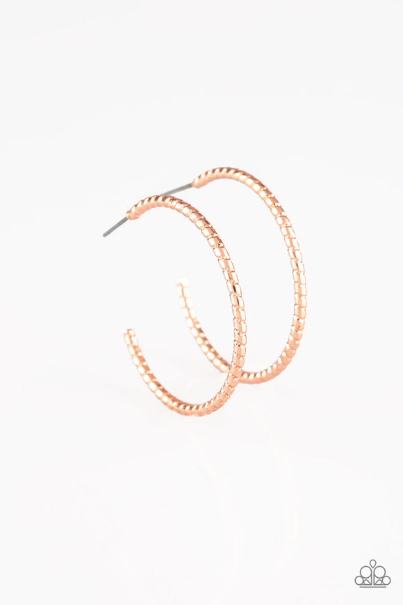 HOOP, Line, and Sinker - Copper Paparazzi Earrings - Carolina Bling Boss
