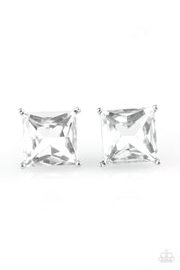 The Big Bang - White Post Paparazzi Earrings - Carolina Bling Boss