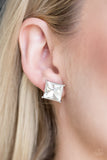 The Big Bang - White Post Paparazzi Earrings - Carolina Bling Boss