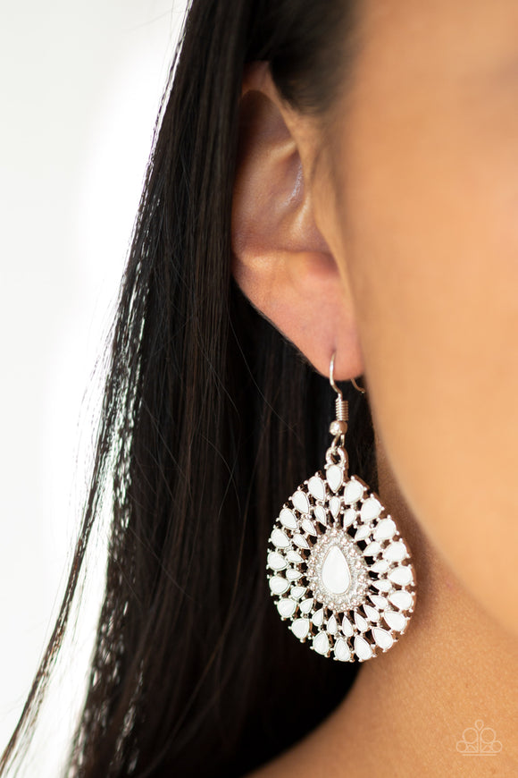 City Chateau - White Paparazzi Earrings