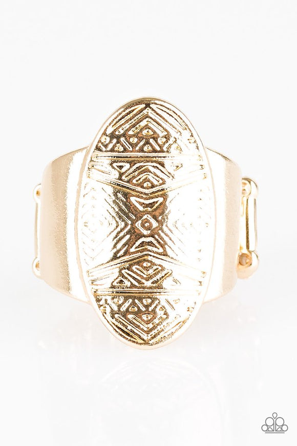 Tiki Tahiti - Gold Paparazzi Ring - Carolina Bling Boss