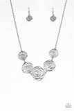 Rosy Rosette - Silver Paparazzi Necklace - Carolina Bling Boss
