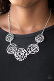 Rosy Rosette - Silver Paparazzi Necklace - Carolina Bling Boss
