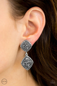 A Little Empress - Silver Clip On Paparazzi Earrings - Carolina Bling Boss