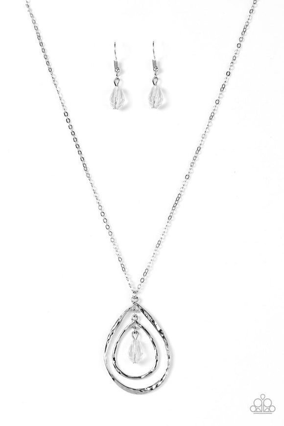 Its Raining Radiance - White Paparazzi Necklace - Carolina Bling Boss
