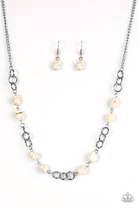 Bedrock Bounty - White Paparazzi Necklace - Carolina Bling Boss