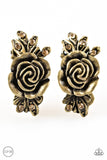 Rose Garden Radiance - Brass Clip On Paparazzi Earrings - Carolina Bling Boss