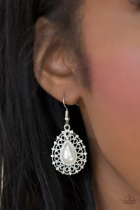 Court Chic - White Paparazzi Earrings - Carolina Bling Boss