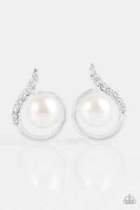 Ballroom Beauty - White Post Paparazzi Earrings - Carolina Bling Boss