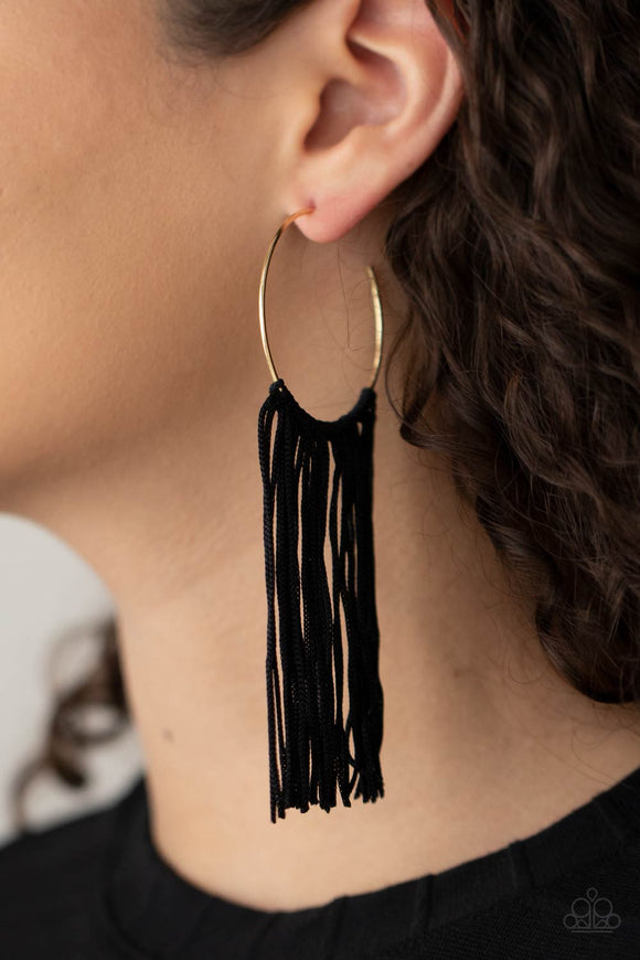 Flauntable Fringe - Gold Paparazzi Earrings