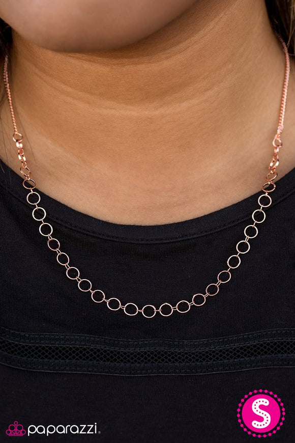 Steampunk Shimmer - Rose Gold Paparazzi Necklace - Carolina Bling Boss