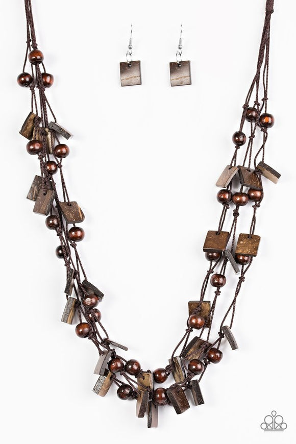 Me, Myself, and ISLAND - Brown Paparazzi Necklace - Carolina Bling Boss